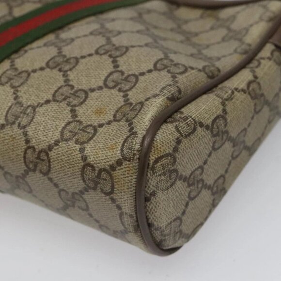 GUCCI GG Supreme Web Sherry Line Clutch Bag PVC Beige 89 01 012 Auth 112826 - Picture 5 of 16